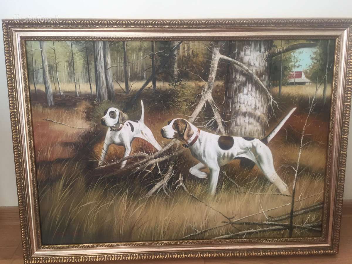 Antikvarinis paveikslas D.newman Dogs
