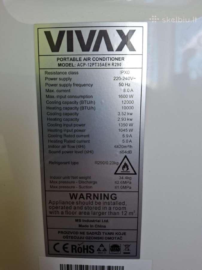 Oro kondicionierius Vivax Acp-12pt35aeh R29 - nuotraukos Nr. 7