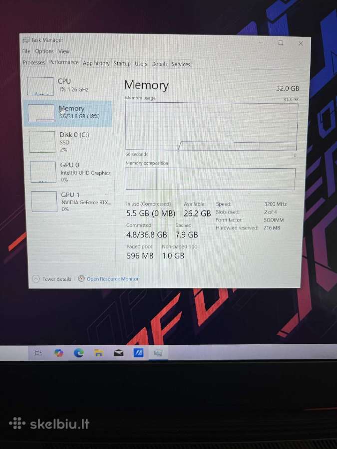 Asus Rog gaming laptop i7-10870h Rtx 2060 - nuotraukos Nr. 3