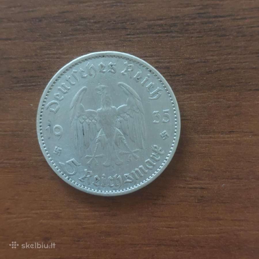 5 Reichsmark 1935 m. Germany ,Vokietija - nuotraukos Nr. 3