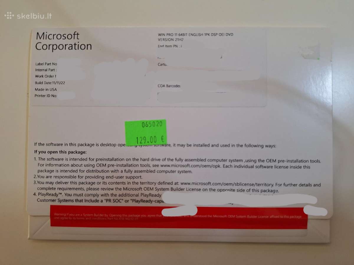 Microsoft Windows 11 Pro 64-bit Oem Dsp Dvd