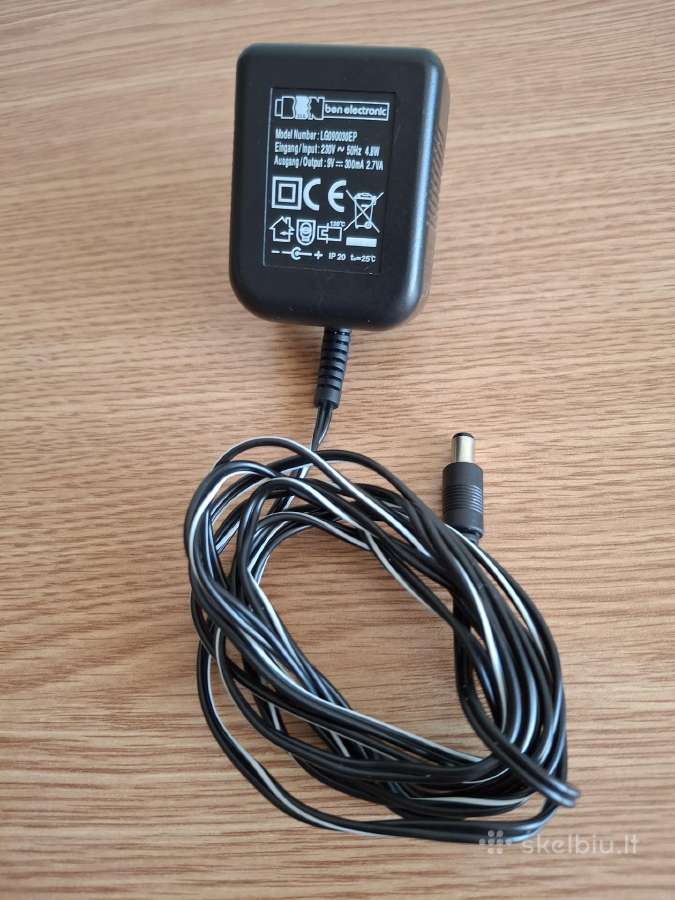 Ac adapteris, maitinimo šaltinis, 9v, 300 ma