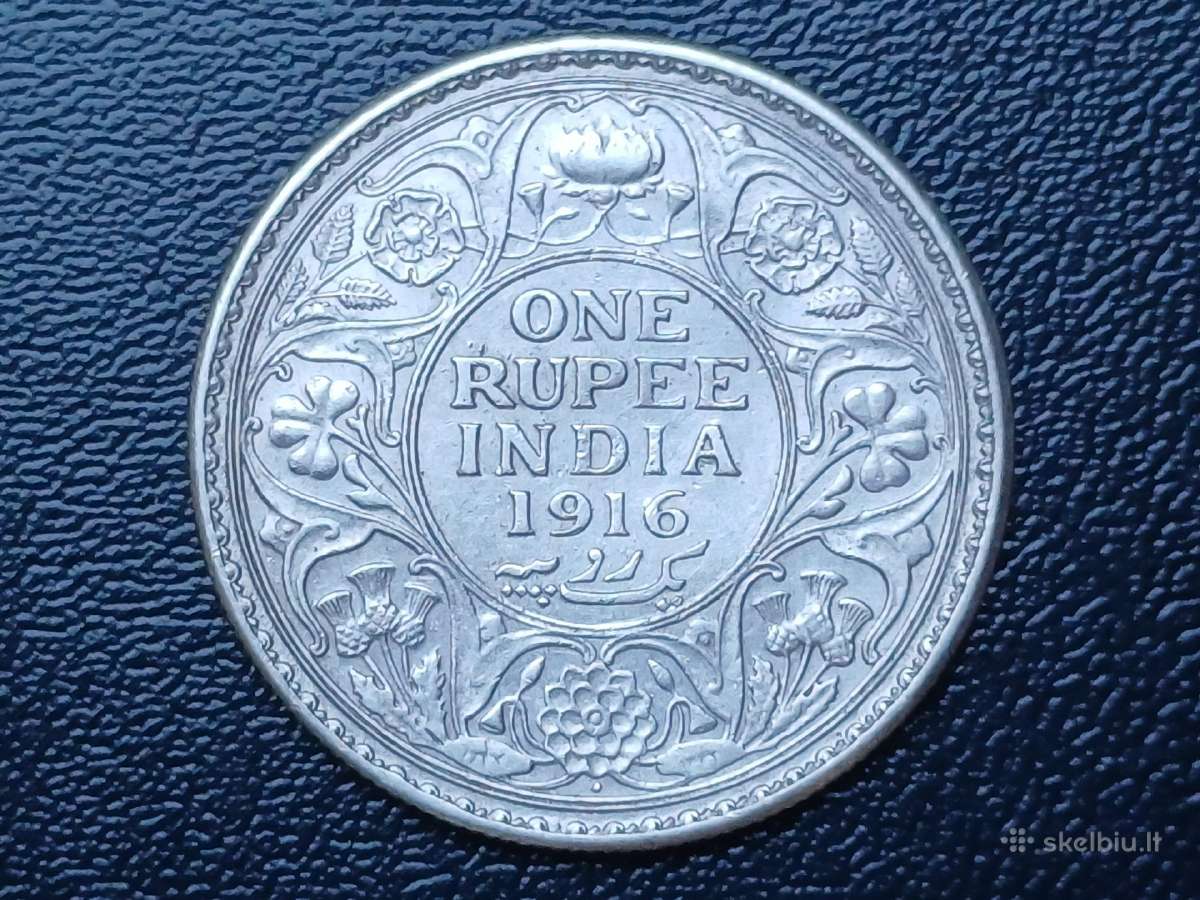 1 rupija 1916m. Britų Indija sidabras 917