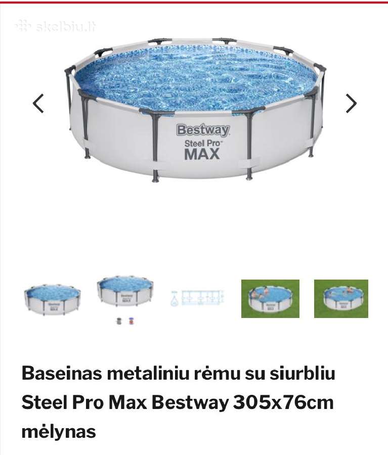 Baseinas metaliniu rėmu su siurbliusteel Pro Max