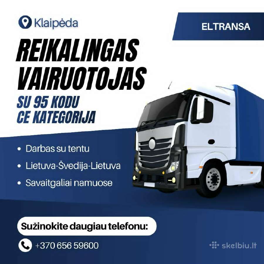 Reikalingas vilkiko vairuotojas transporto įmonei