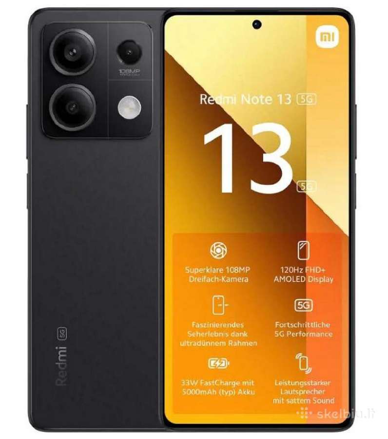 Redmi Note 13 5G 6/128gb Graphite Black, naujas