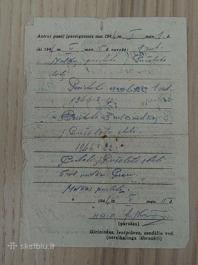 Įpareigiamoji kortelė vežimo darbui atlikti. 1943 - nuotraukos Nr. 2