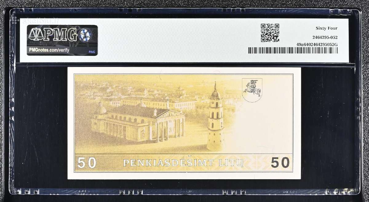 50 Litų 1991 m. Ac Serija Pmg64 - nuotraukos Nr. 2