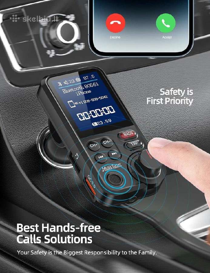 Bluetooth Fm siųstuvas automobiliui Bt93 - nuotraukos Nr. 3