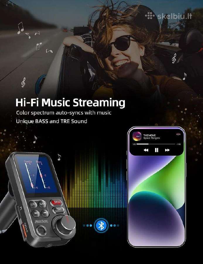 Bluetooth Fm siųstuvas automobiliui Bt93 - nuotraukos Nr. 5