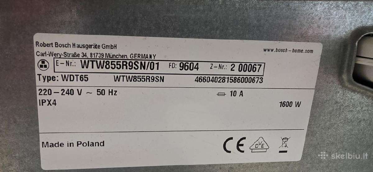 Bosch Serie 8 džiovyklė dalims arba remontui - nuotraukos Nr. 2