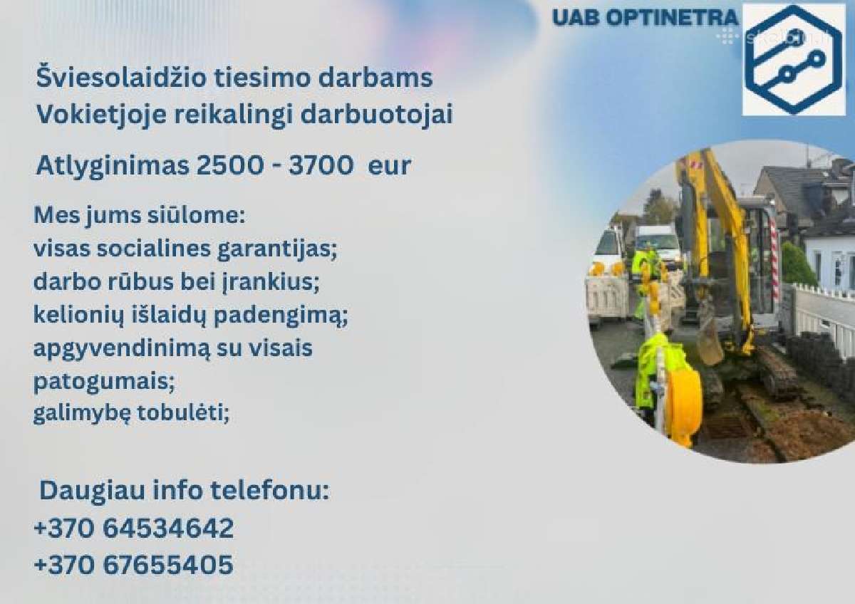 Ftth darbams Vokietijoje reikalingi darbuotojai