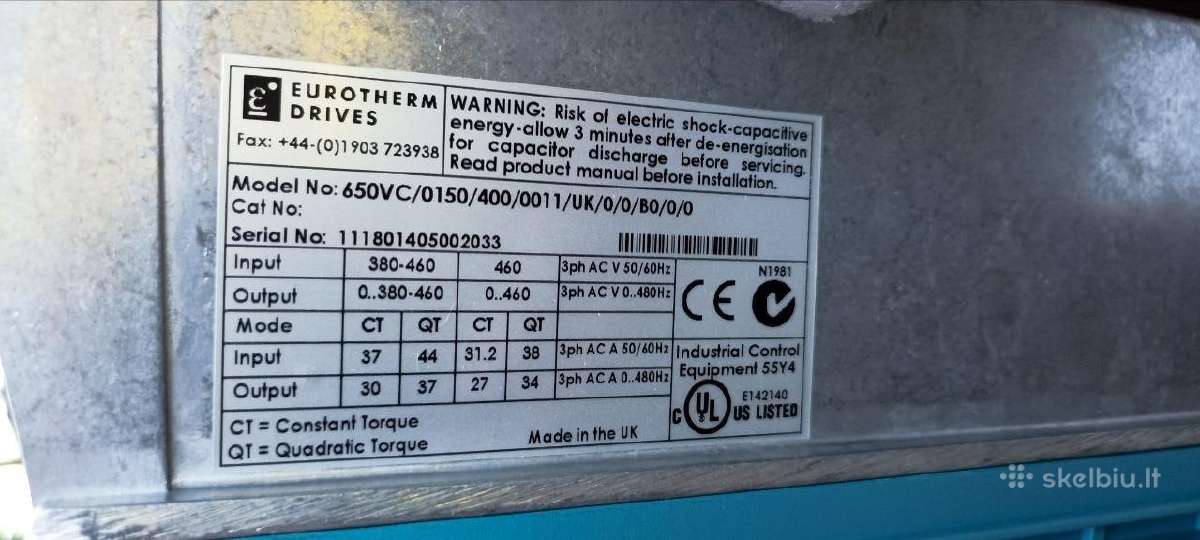 Naują dažnio keitiklį Eurotherm SSD 650vc 15kw - nuotraukos Nr. 2