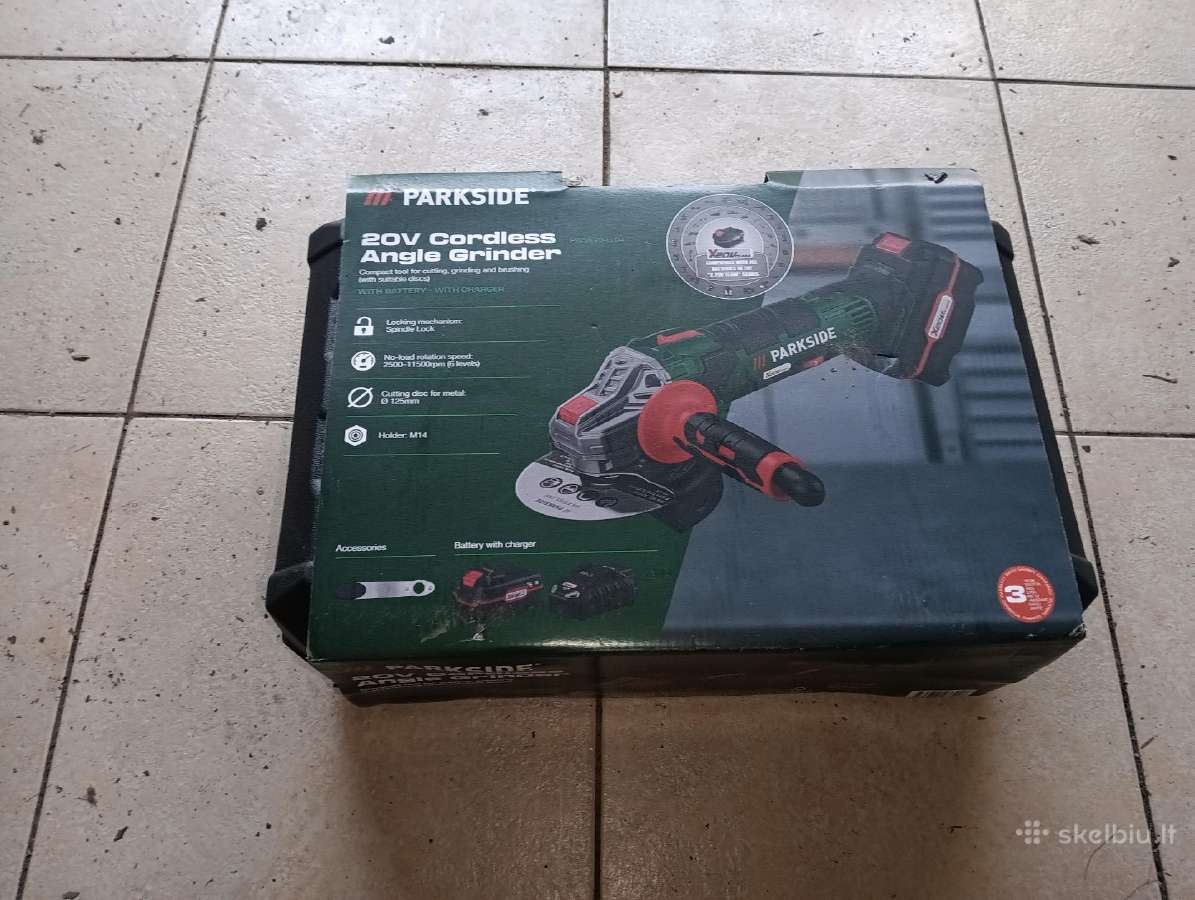 Parkside 20w, akumuliatorinis kampinis šlifuoklis