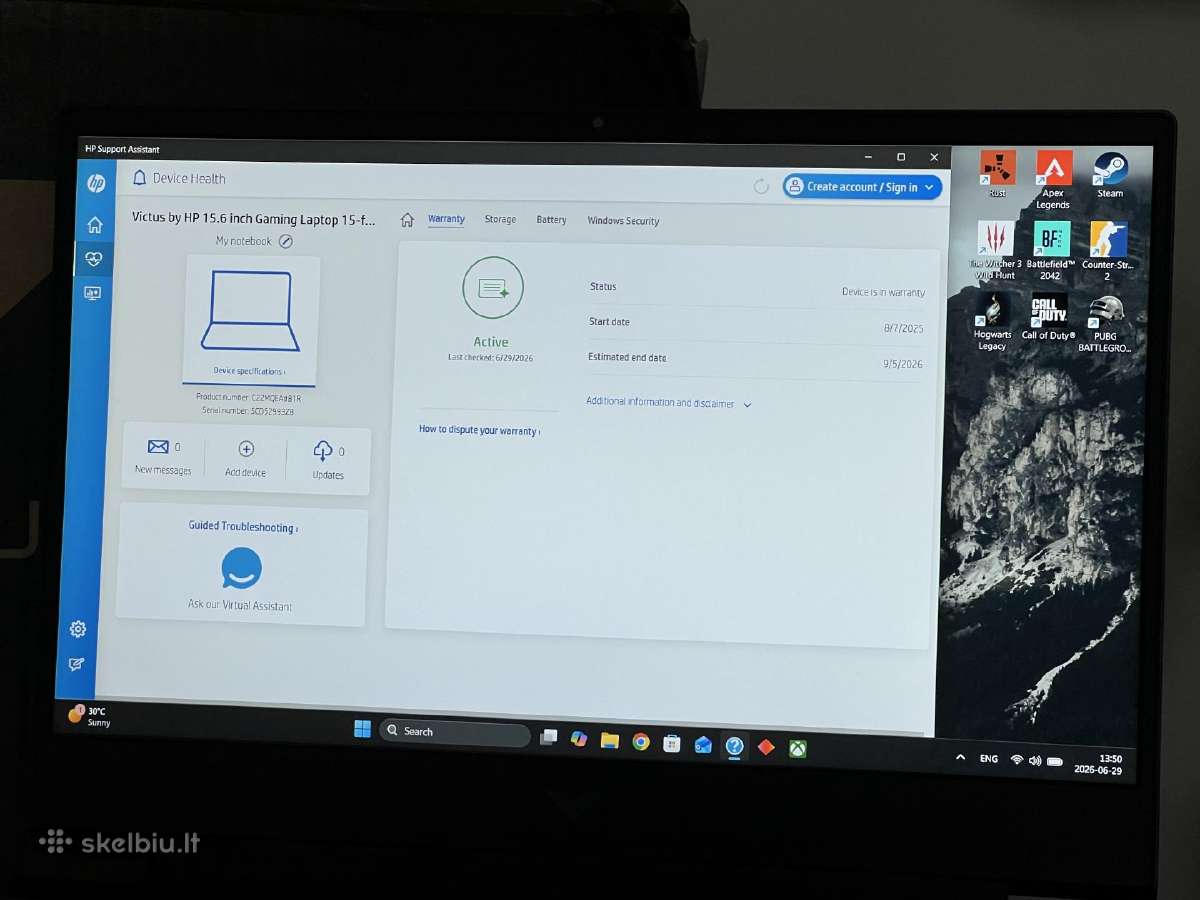 Parduodamas Hp Victus su Rtx 5060, Core 5, 144hz. - nuotraukos Nr. 9