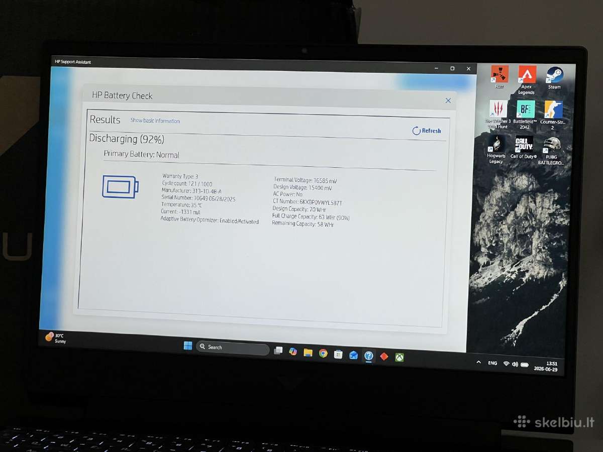 Parduodamas Hp Victus su Rtx 5060, Core 5, 144hz. - nuotraukos Nr. 10