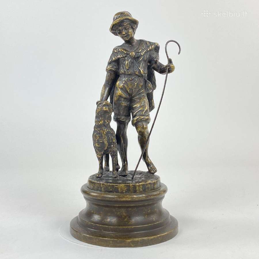 Bronzinė statula "piemuo su šuniu" - nuotraukos Nr. 2