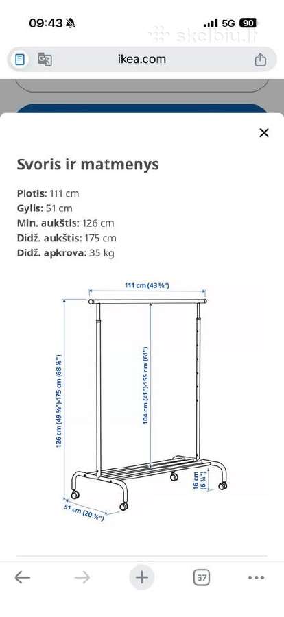 Rūbų kabyklos 2 vnt