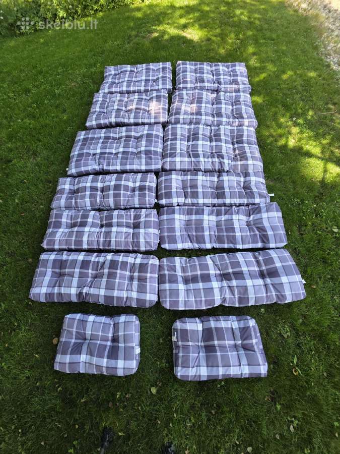 Vidaxl Pagalvėlės sofai išpalečių, 14vnt., pilkos