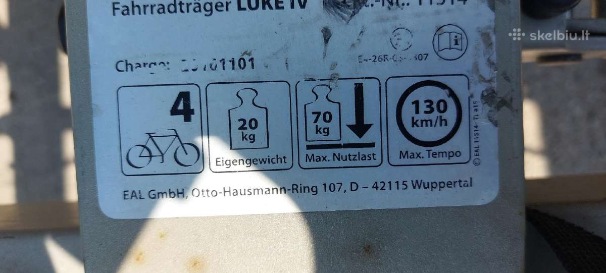 Vokiškas 4 dviračių laikiklis Eufab - nuotraukos Nr. 5