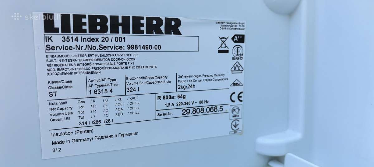 Įmontuojamas šaldytuvas Liebherr Ik 3514 Comfort - nuotraukos Nr. 5
