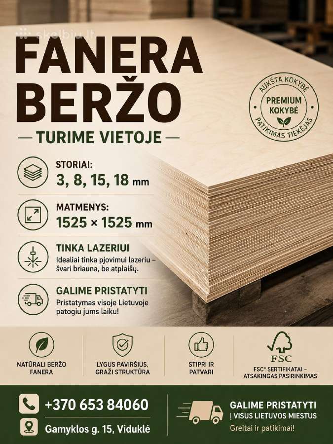 Beržinė fanera grindym, sienom