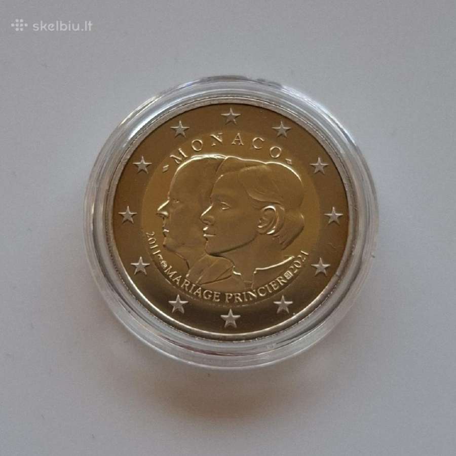 Monako 2021m. proginė 2 eurų moneta. - nuotraukos Nr. 2