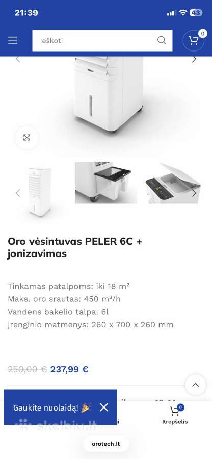 Oro vėsintuvas Peler 6c + jonizavimas