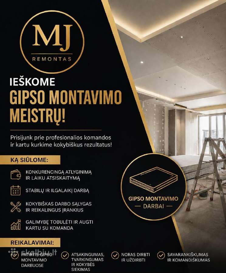 Ieškome Gipso Montavimo Meistrų
