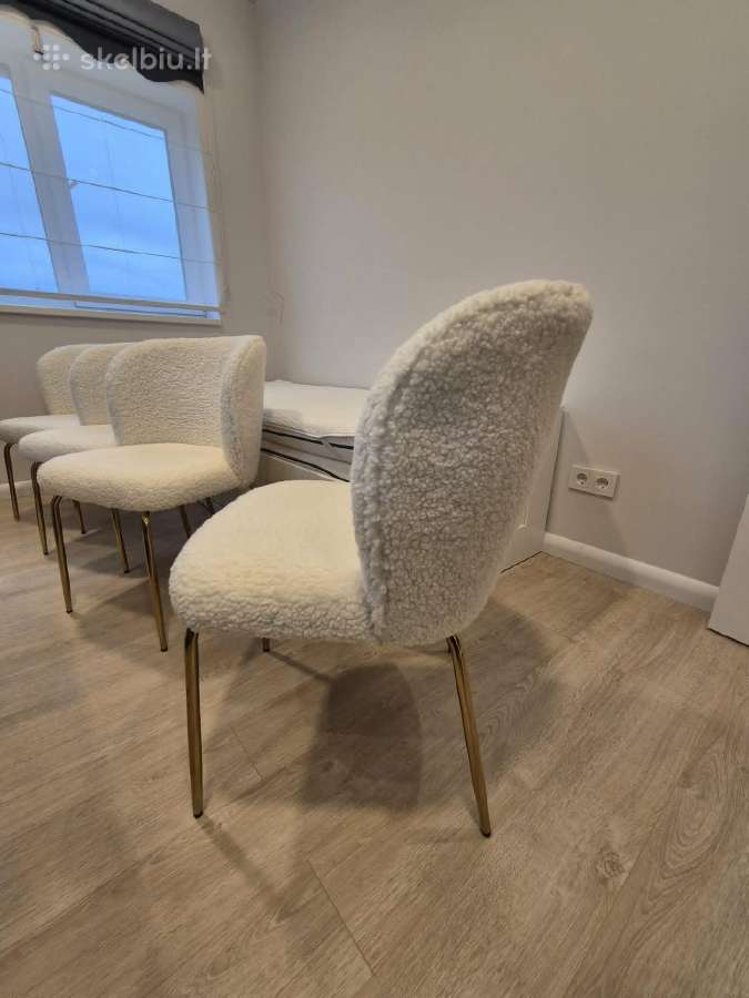 Parduodamos 4 vnt. stilingos boucl valgomojo kėdė - nuotraukos Nr. 4