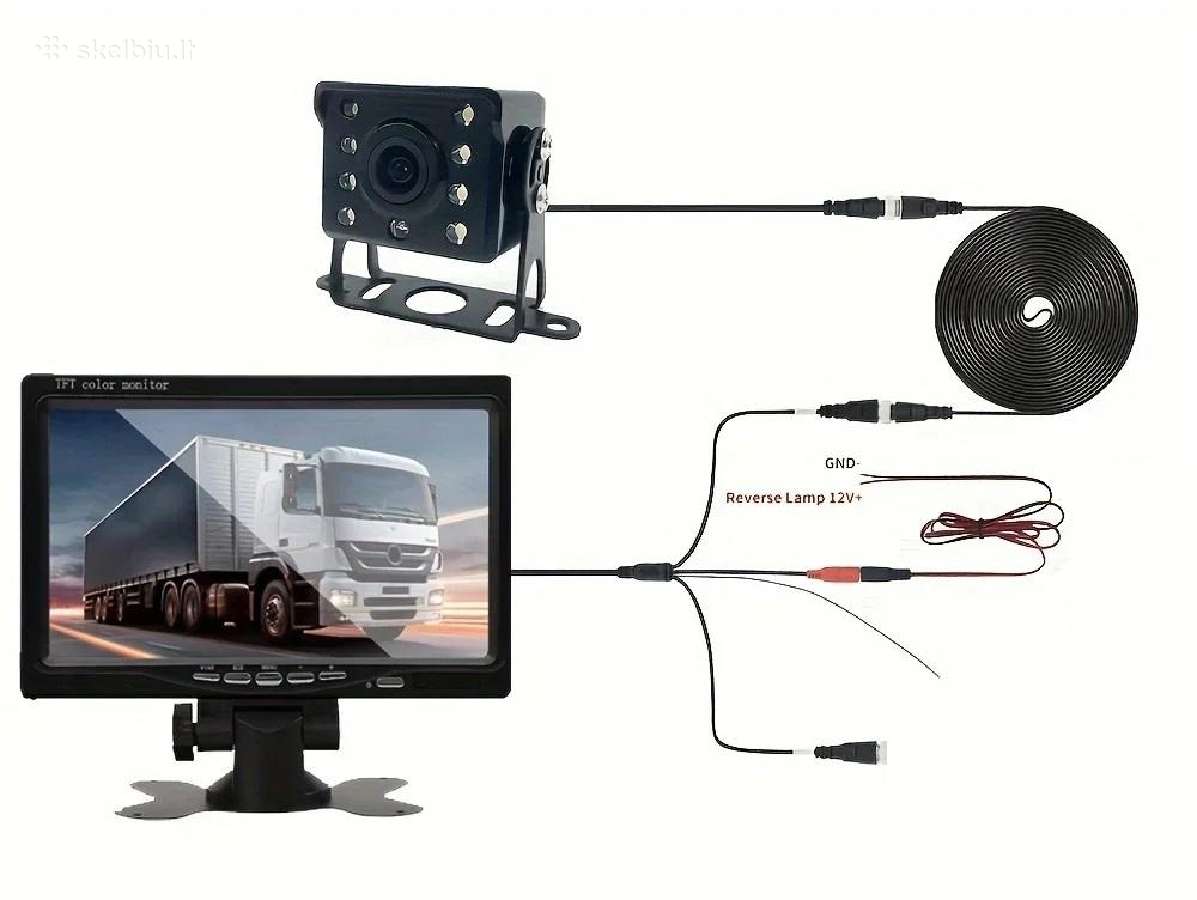 7" monitorius ir galinio vaizdo kamera HD - nuotraukos Nr. 3