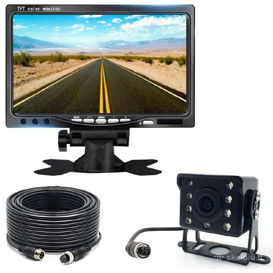 7" monitorius ir galinio vaizdo kamera HD