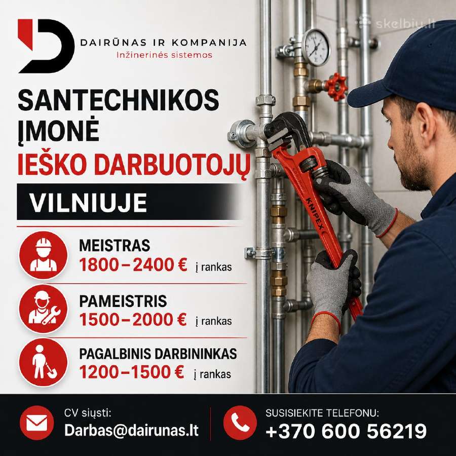 Ieškomi santechnikai montuotojai