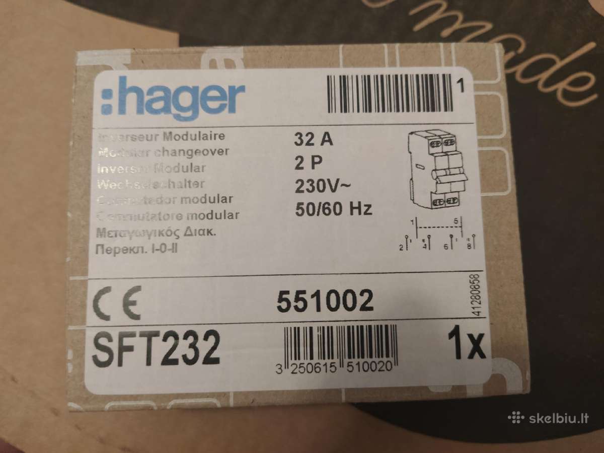 Perjungiklis 2p 32a 1-0-2 2 modulių - Hager Sft232 - nuotraukos Nr. 2