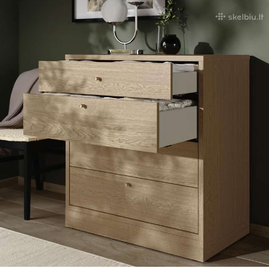 Ikeatonstad Komoda su 4 stalčiais, ąžuolo lukštas