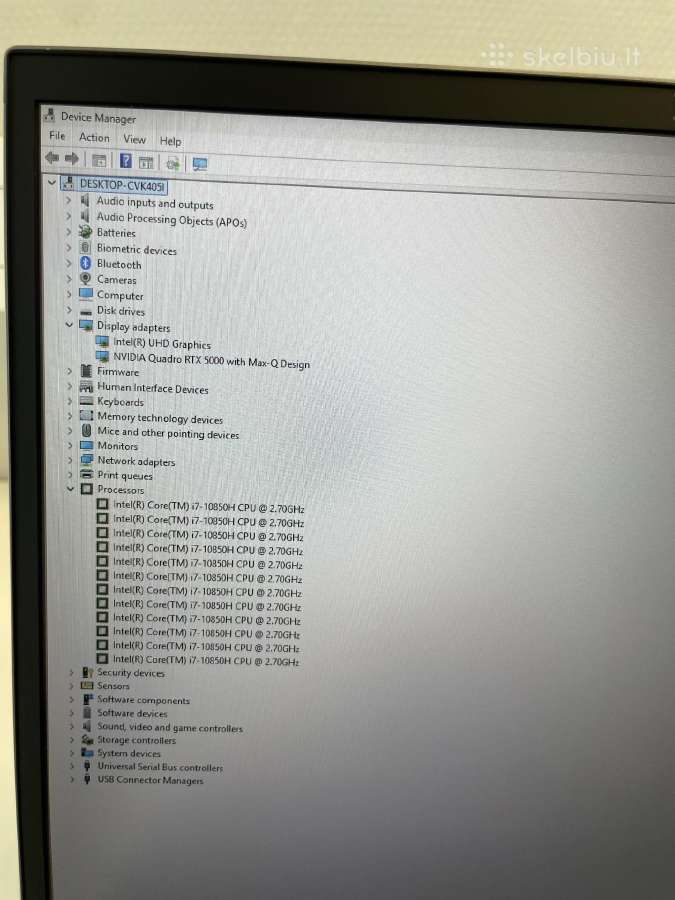 Hp Zbook Fury G7 i7-10850h 64gb RAM 1tb SSD - nuotraukos Nr. 8