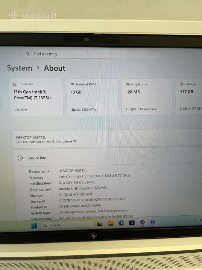 Elitebook 640 G10 i5-1345u 16gm RAM 512gb SSD - nuotraukos Nr. 8