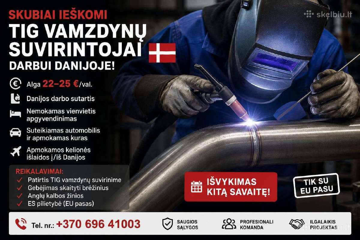 Tig Vamzdynų Suvirintojai Darbui Danijoje