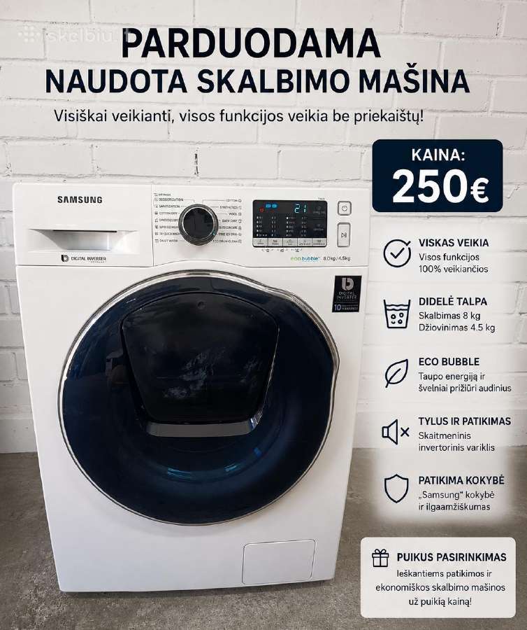 Parduodu skalbimo mašina su džiovinimo funkcija