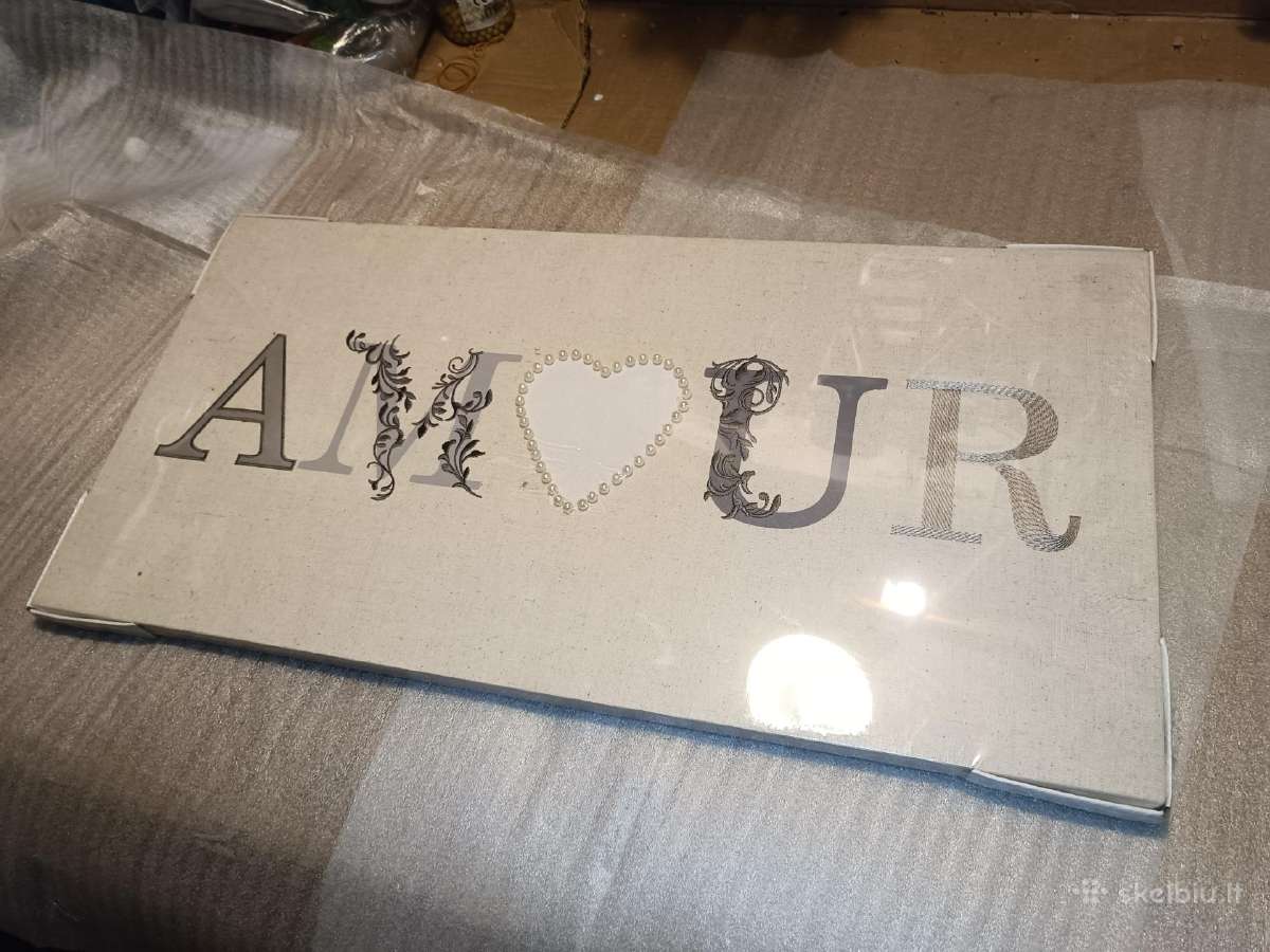 Minimalistinis paveikslas meilei "Amour", drobė - nuotraukos Nr. 2