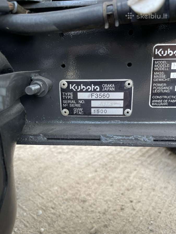 Sodo traktoriukas Kubota F3560 4x4 - nuotraukos Nr. 10