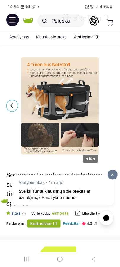 Gyvūnų nešioklės - nuotraukos Nr. 7