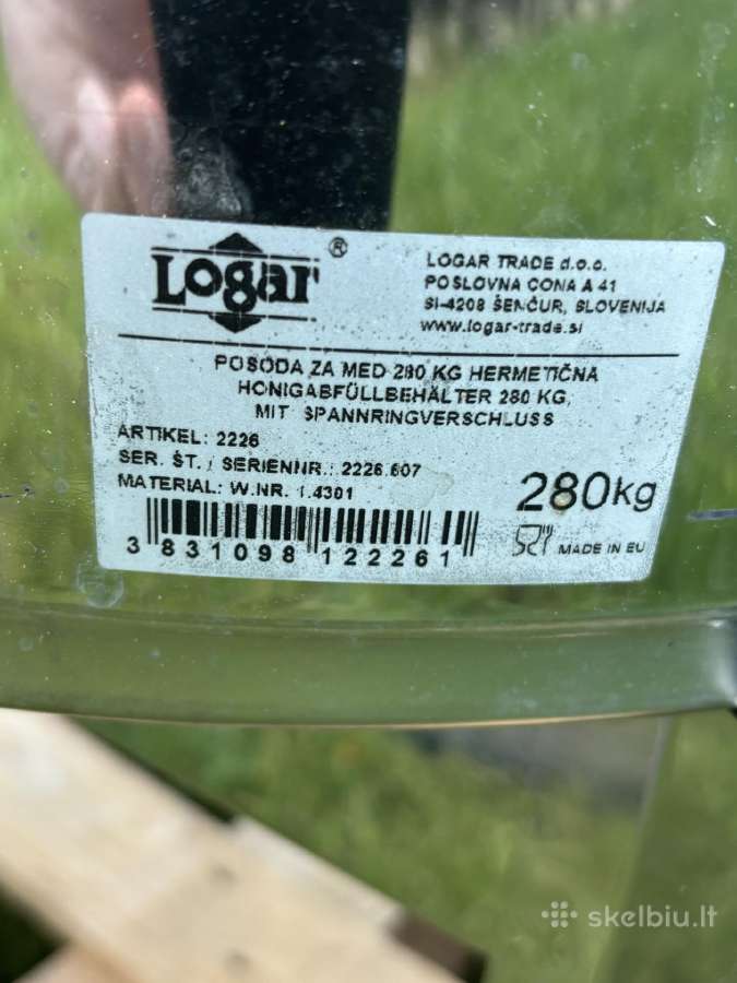 Nerūdijančio plieno medaus talpa Logar 280kg - nuotraukos Nr. 3