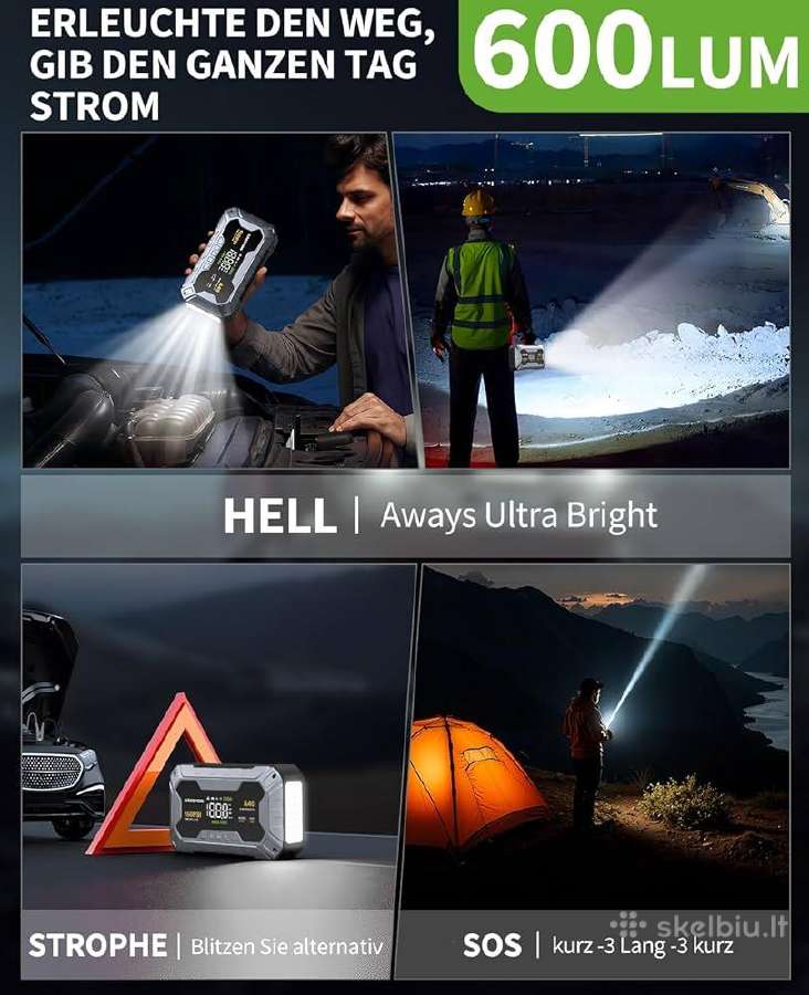 Jump Starteris Power Bank su kompresoriumi - nuotraukos Nr. 5