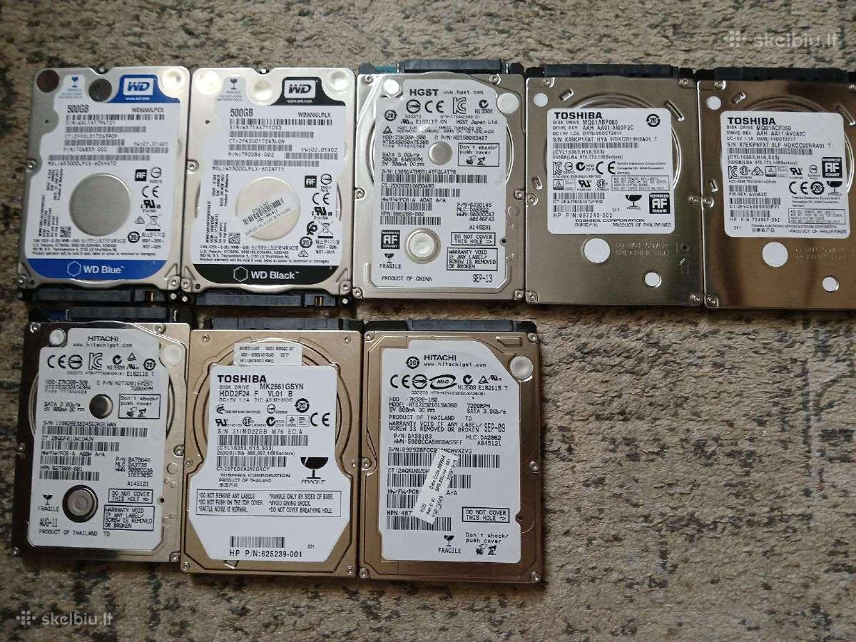 Parduodami įvairūs 2.5" HDD diskai (250–500 GB)