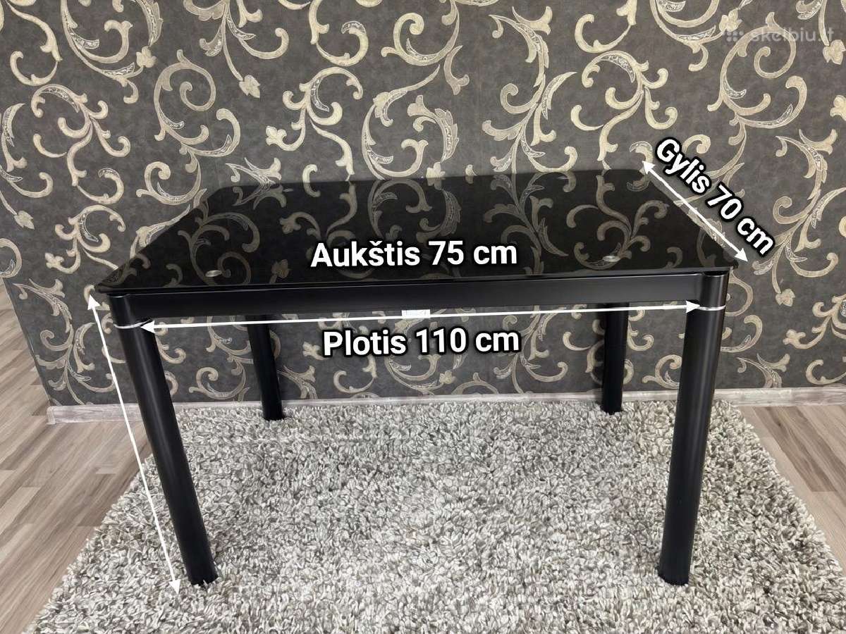 Stalas stiklinis (juodas)