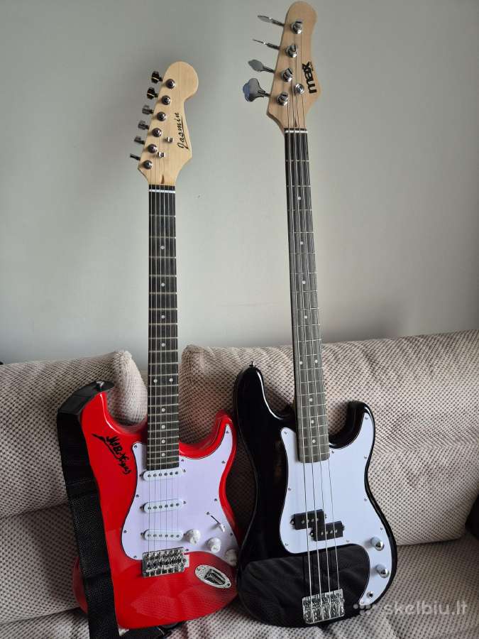 Mažai naudotos elektrinė + bosinė gitara