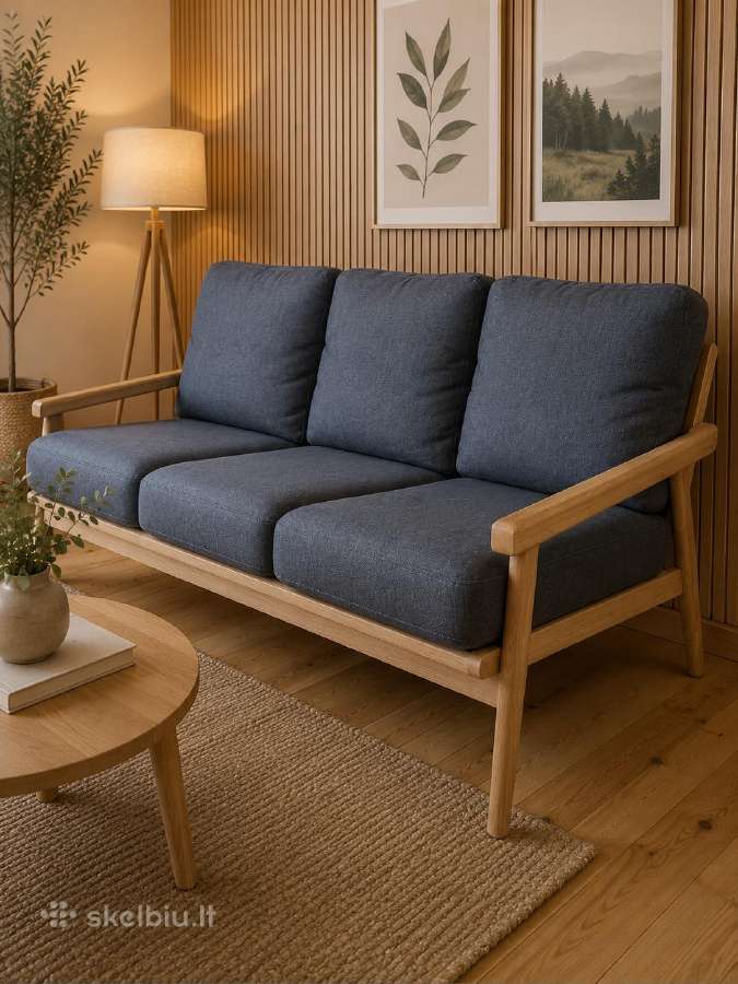 Sofa ąžuoliniu rėmu - nuotraukos Nr. 4