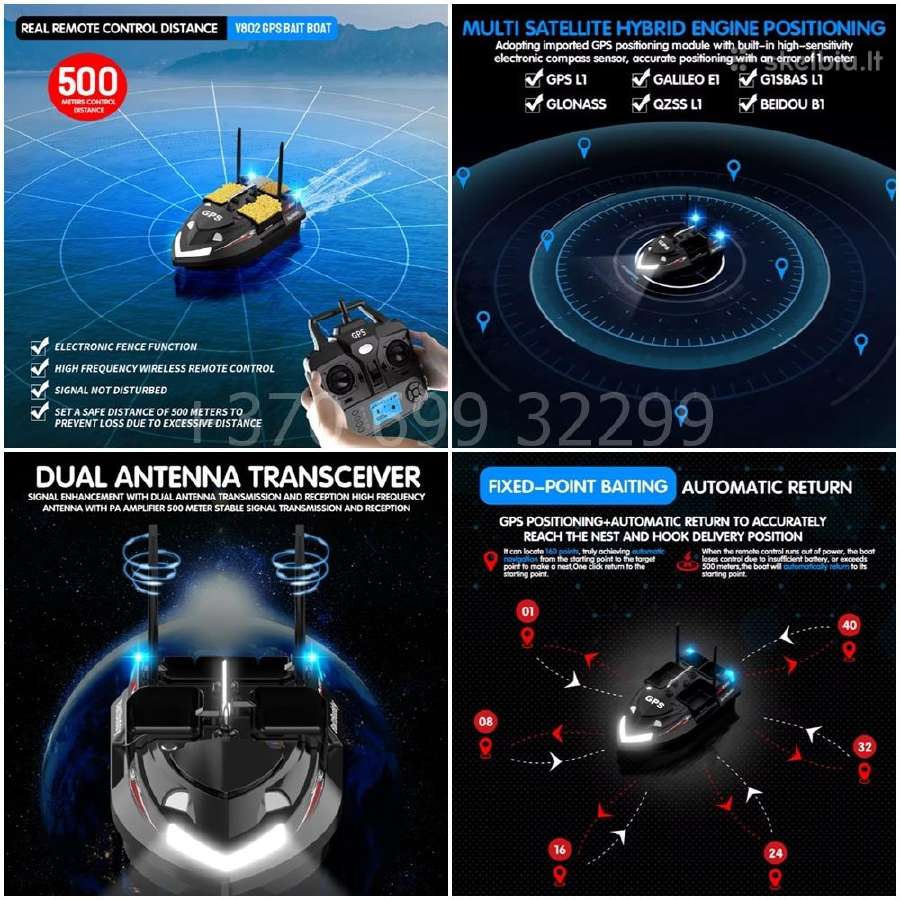 Flytec V802 Pro pašarų laivelis su GPS + Echolotas - nuotraukos Nr. 13