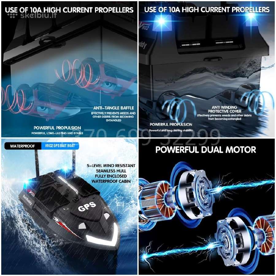 Flytec V802 Pro pašarų laivelis su GPS + Echolotas - nuotraukos Nr. 14